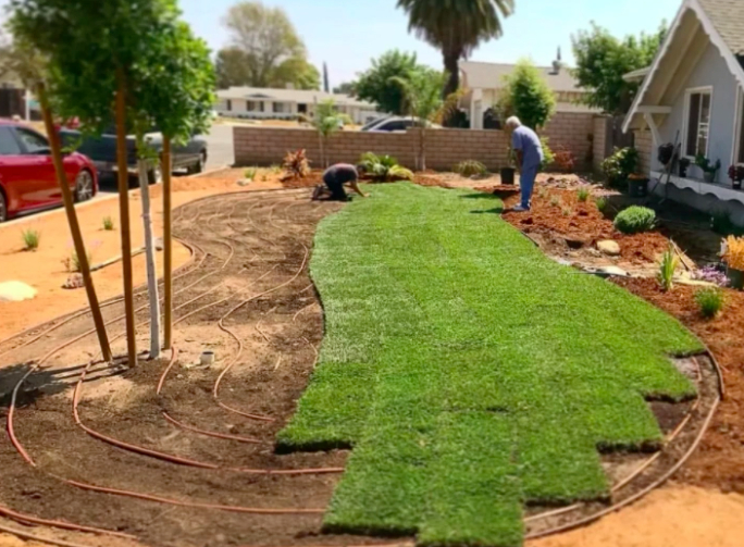 this image shows turf installation in Chino, California